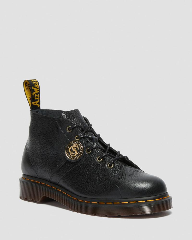 Black Men\'s Dr Martens Church Buckingham Leather Monkey Boots | CA 547SGL